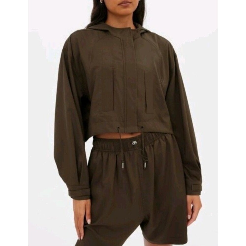 Girlfriend Collective Heidi Windbreaker Cropped Jacket Utility Women's 5XL Plus
